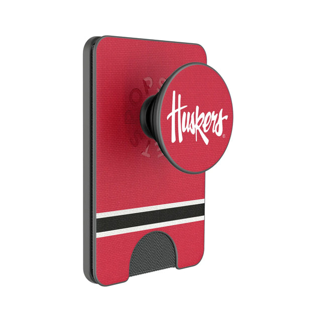 University of Nebraska Huskers Stripe PopSockets MagSafe-Compatible PopWallet+