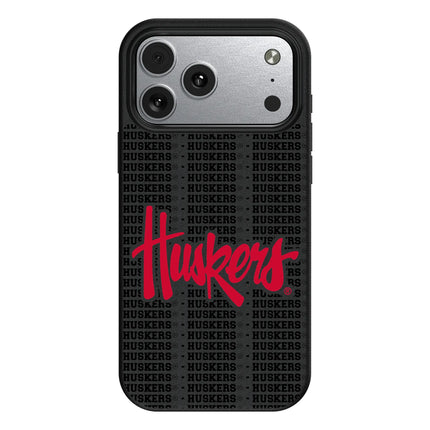 University of Nebraska Huskers Text Backdrop MagSafe Compatible Phone Case for Apple iPhone