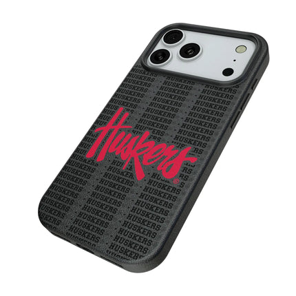 University of Nebraska Huskers Text Backdrop MagSafe Compatible Phone Case for Apple iPhone