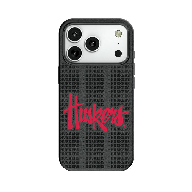 University of Nebraska Huskers Text Backdrop MagSafe Compatible Phone Case for Apple iPhone