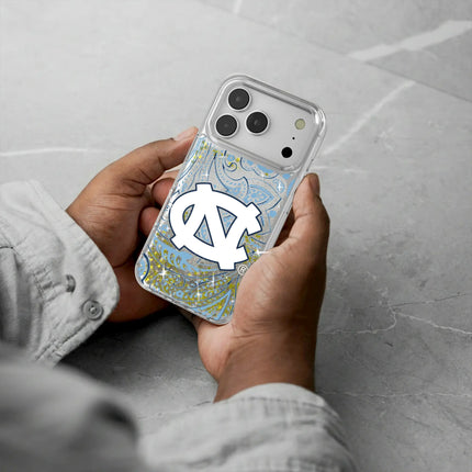 University of North Carolina Tar Heels Paisley Glitter Phone Case for Apple iPhone