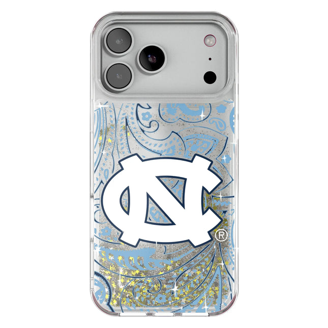 University of North Carolina Tar Heels Paisley Glitter Phone Case for Apple iPhone