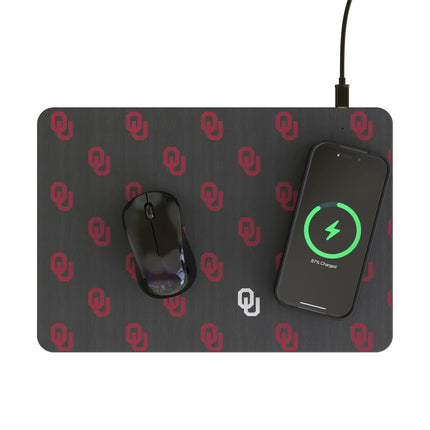 University of Oklahoma Sooners Fashion Pattern 15-Watt Wireless Charger and Mouse Pad