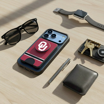 University of Oklahoma Sooners Stripe PopSockets MagSafe-Compatible PopWallet+