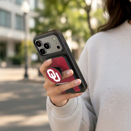 University of Oklahoma Sooners Stripe PopSockets MagSafe-Compatible PopWallet+
