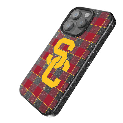 University of Southern California Trojans Plaid Black Bling Phone Case for Apple iPhone