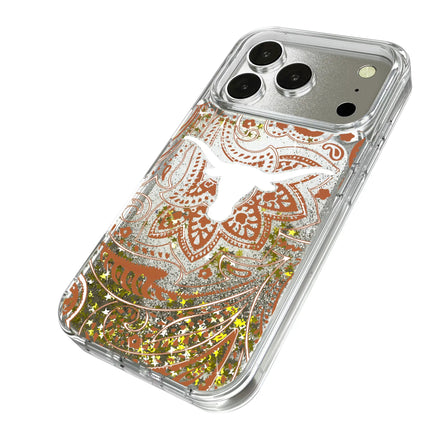 University of Texas Longhorns Paisley Glitter Phone Case for Apple iPhone