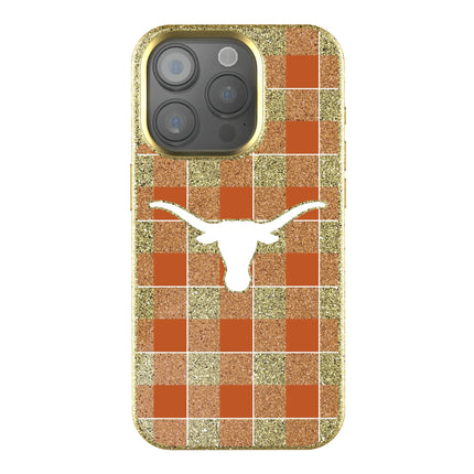 University of Texas Longhorns Plaid Bling Phone Case for Apple iPhone