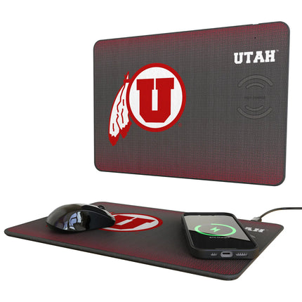 University of Utah Utes Linen 15-Watt Wireless Charger and Mouse Pad
