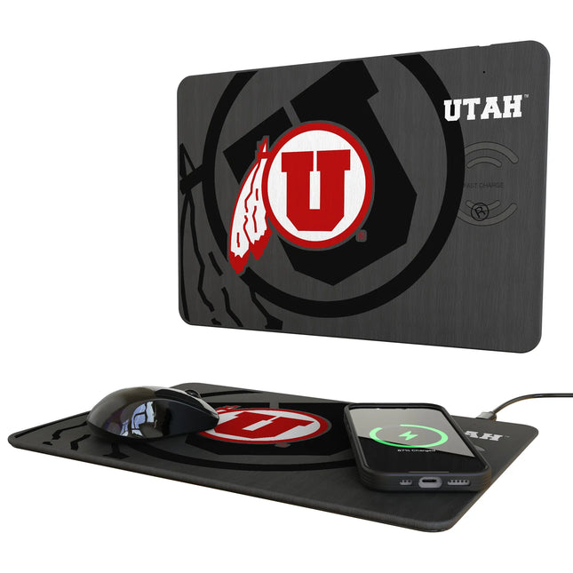 University of Utah Utes Monocolor Tilt 15-Watt Wireless Charger and Mouse Pad