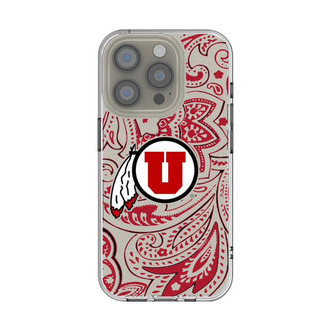 University of Utah Utes Paisley Clear Phone Case for Apple iPhone