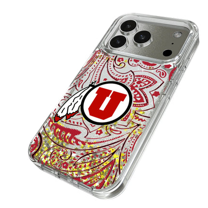 University of Utah Utes Paisley Glitter Phone Case for Apple iPhone