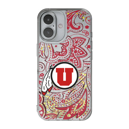 University of Utah Utes Paisley Glitter Phone Case for Apple iPhone