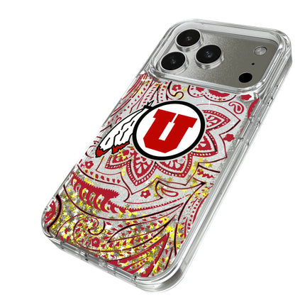 University of Utah Utes Paisley Glitter Phone Case for Apple iPhone