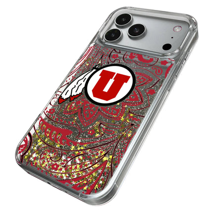 University of Utah Utes Paisley Glitter Phone Case for Apple iPhone