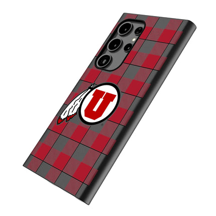 University of Utah Utes Plaid MagSafe Compatible Phone Case for Samsung Galaxy