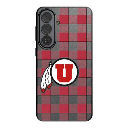 University of Utah Utes Plaid MagSafe Compatible Phone Case for Samsung Galaxy
