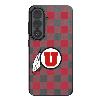 University of Utah Utes Plaid MagSafe Compatible Phone Case for Samsung Galaxy