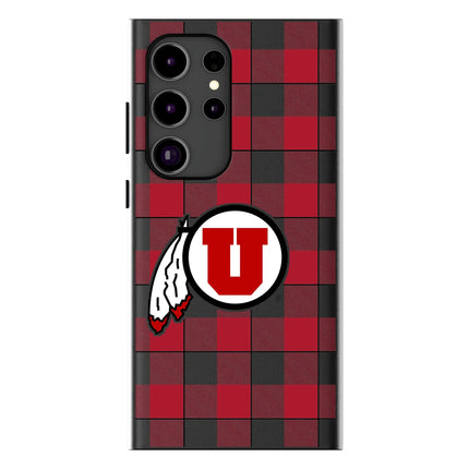University of Utah Utes Plaid MagSafe Compatible Phone Case for Samsung Galaxy