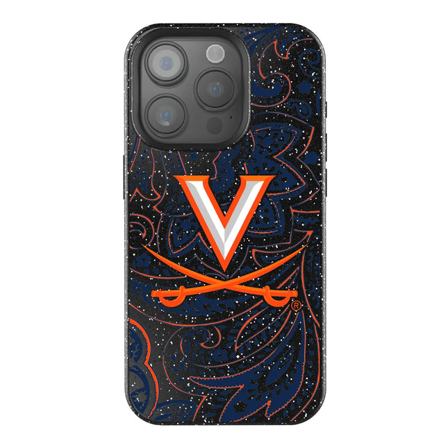 University of Virginia Cavaliers Paisley Black Bling Phone Case for Apple iPhone