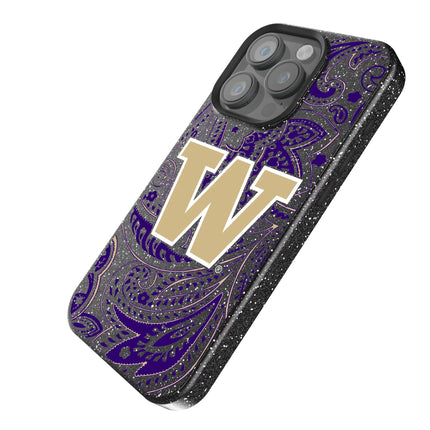University of Washington Huskies Paisley Black Bling Phone Case for Apple iPhone
