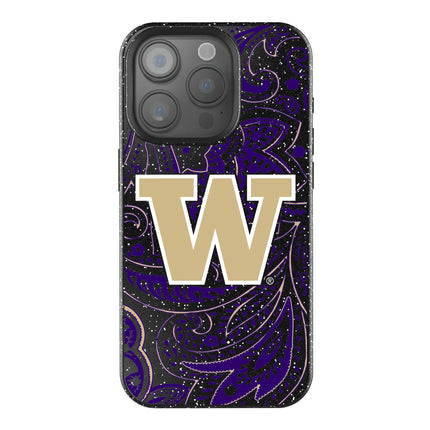 University of Washington Huskies Paisley Black Bling Phone Case for Apple iPhone