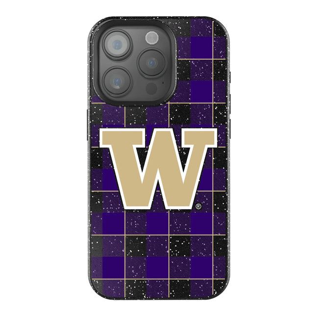 University of Washington Huskies Plaid Black Bling Phone Case for Apple iPhone