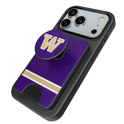 University of Washington Huskies Stripe PopSockets MagSafe-Compatible PopWallet+