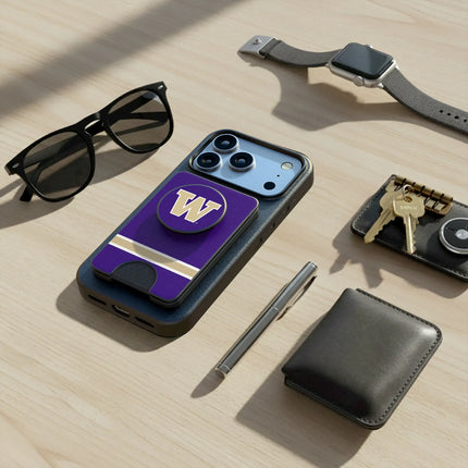 University of Washington Huskies Stripe PopSockets MagSafe-Compatible PopWallet+