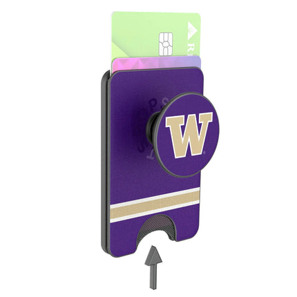 University of Washington Huskies Stripe PopSockets MagSafe-Compatible PopWallet+