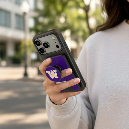 University of Washington Huskies Stripe PopSockets MagSafe-Compatible PopWallet+