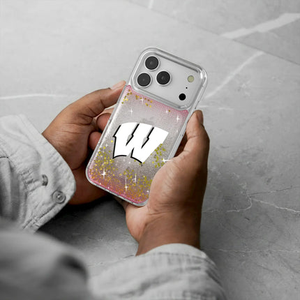 University of Wisconsin Badgers Linen Glitter Phone Case for Apple iPhone