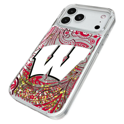 University of Wisconsin Badgers Paisley Glitter Phone Case for Apple iPhone