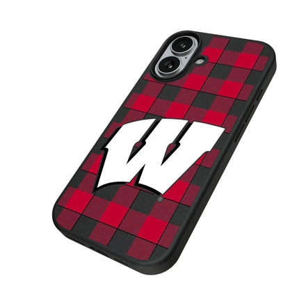University of Wisconsin Badgers Plaid MagSafe Compatible Phone Case for Apple iPhone