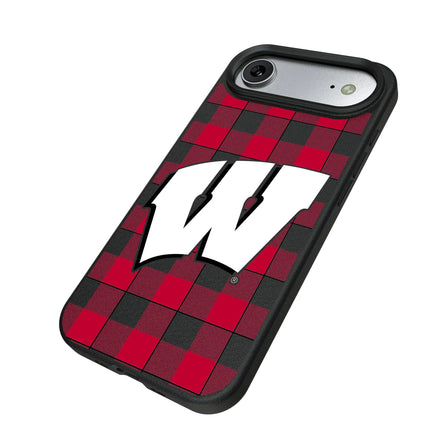 University of Wisconsin Badgers Plaid MagSafe Compatible Phone Case for Apple iPhone
