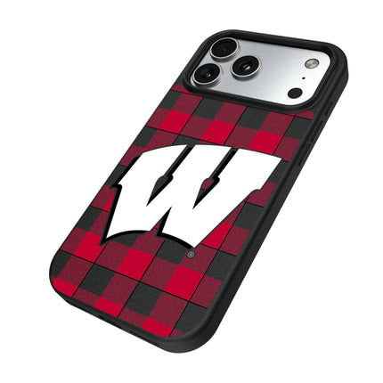 University of Wisconsin Badgers Plaid MagSafe Compatible Phone Case for Apple iPhone