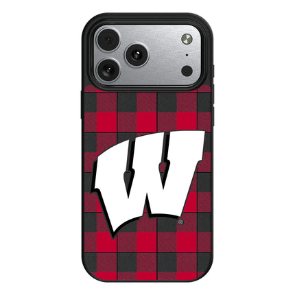 University of Wisconsin Badgers Plaid MagSafe Compatible Phone Case for Apple iPhone