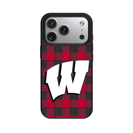 University of Wisconsin Badgers Plaid MagSafe Compatible Phone Case for Apple iPhone