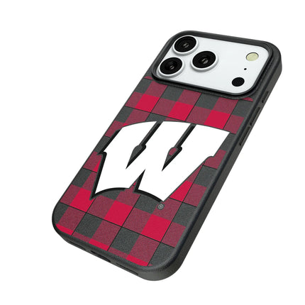 University of Wisconsin Badgers Plaid MagSafe Compatible Phone Case for Apple iPhone