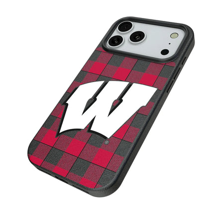 University of Wisconsin Badgers Plaid MagSafe Compatible Phone Case for Apple iPhone