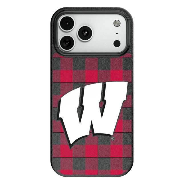 University of Wisconsin Badgers Plaid MagSafe Compatible Phone Case for Apple iPhone