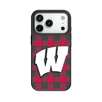 University of Wisconsin Badgers Plaid MagSafe Compatible Phone Case for Apple iPhone