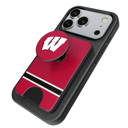University of Wisconsin Badgers Stripe PopSockets MagSafe-Compatible PopWallet+