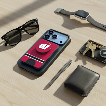 University of Wisconsin Badgers Stripe PopSockets MagSafe-Compatible PopWallet+