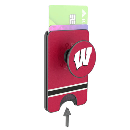 University of Wisconsin Badgers Stripe PopSockets MagSafe-Compatible PopWallet+
