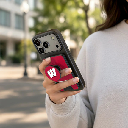 University of Wisconsin Badgers Stripe PopSockets MagSafe-Compatible PopWallet+