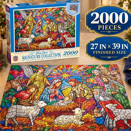 Signature Collection - Stained Glass Nativity 2000 Piece Jigsaw Puzzle