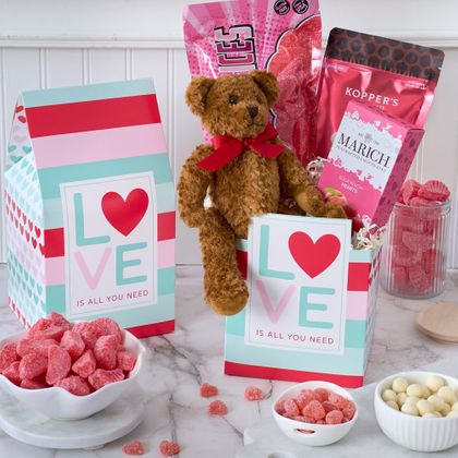 Valentine's Day Chocolate And Teddy Bear Gift Box