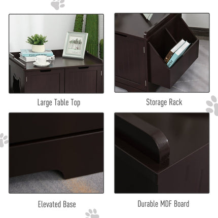Cat Litter Box Nightstand End Table Enclosure