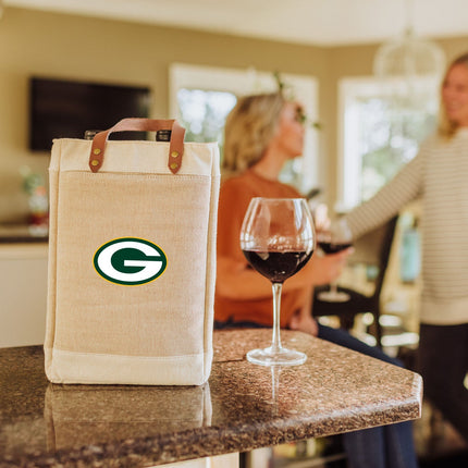 Green Bay Packers - Pinot Jute 2 Bottle Insulated Wine Bag